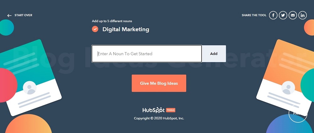 Hubspot tool enter a noun