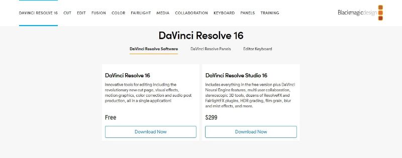 DaVinci Resolve - Buying Page