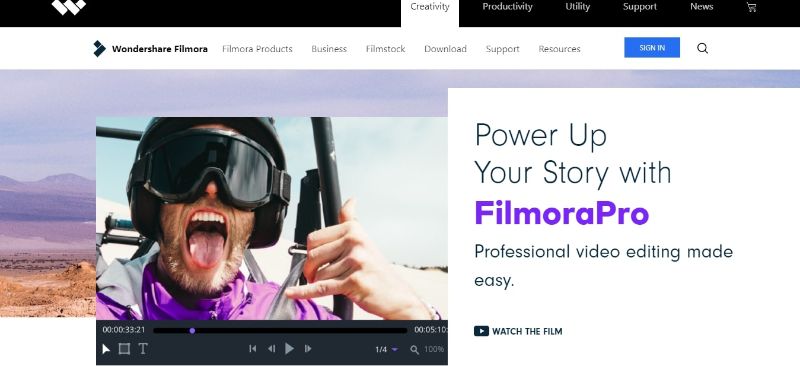 FilmoraPro - Main Page