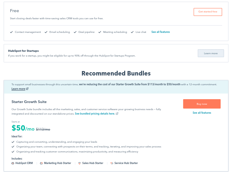 Hubspot best crm software Pricing Bundle
