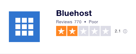 Bluehost review trustpilot